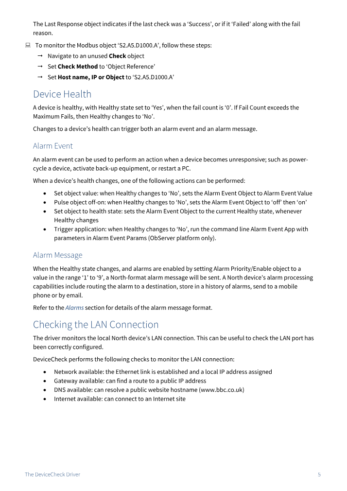 Preview thumbnail of page 5 of the DeviceCheck Driver Manual PDF document.